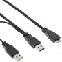 Cable en Y USB 3.2 Gen.1 InLine 2x conector Type-A macho / conector micro-B macho, negro, 1,5m