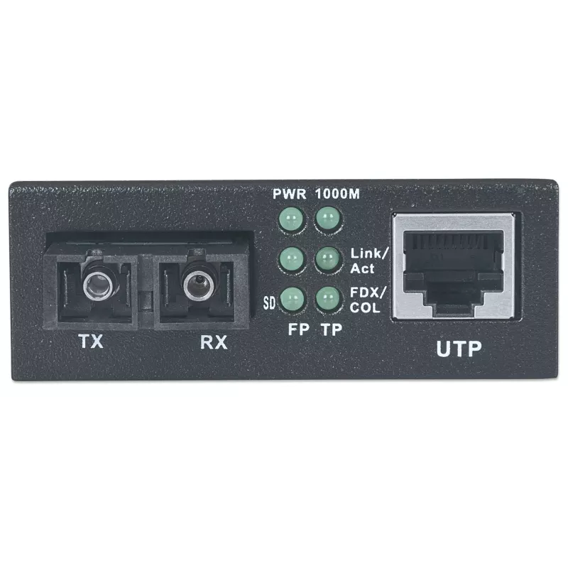 Conversor de medios Gigabit Ethernet monomodo Intellinet, 10/100/1000Base-T a 1000Base-Lx (SC) monomodo, 20 km