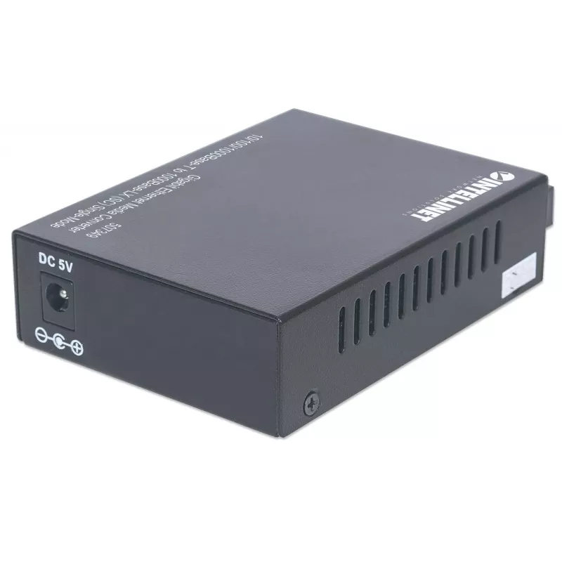 Conversor de medios Gigabit Ethernet monomodo Intellinet, 10/100/1000Base-T a 1000Base-Lx (SC) monomodo, 20 km