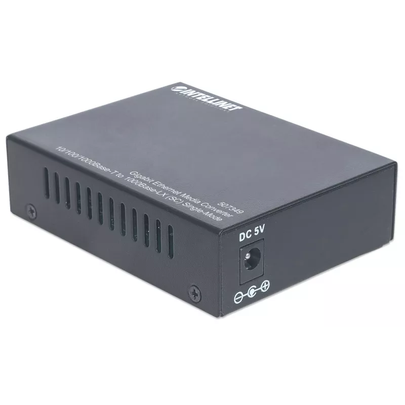Conversor de medios Gigabit Ethernet monomodo Intellinet, 10/100/1000Base-T a 1000Base-Lx (SC) monomodo, 20 km