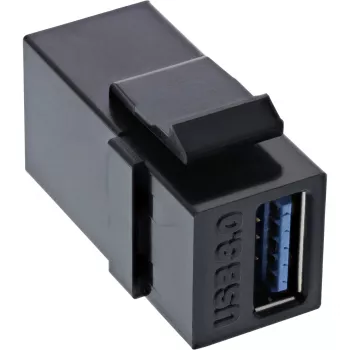 Módulo InLine USB 3.1 Snap-In, USB-A hembra/hembra, carcasa negra