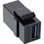 Módulo InLine USB 3.1 Snap-In, USB-A hembra/hembra, carcasa negra