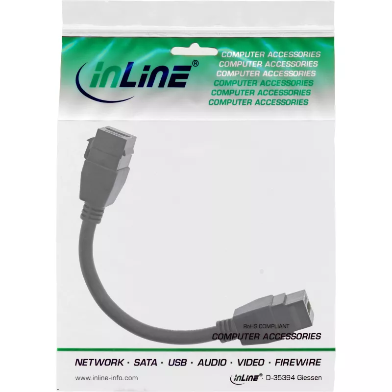 Cable InLine HDMI 2x Keystone 4K/60Hz, HDMI A hembra/hembra, negro, 0,2 m