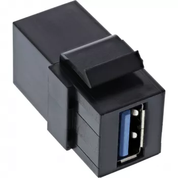 Módulo InLine USB 3.1 Snap-In, USB-A H/H, acodado 90°, carcasa negra