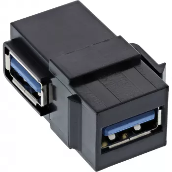 Módulo InLine USB 3.1 Snap-In, USB-A H/H, acodado 90°, carcasa negra