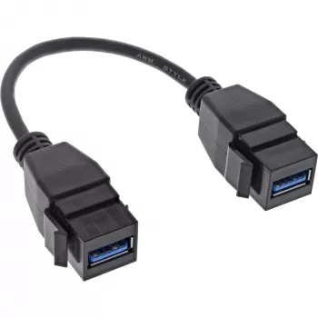 Cable adaptador InLine USB 3.2 Gen1 2x Keystone, 2x USB A Keystone hembra, 0,2m