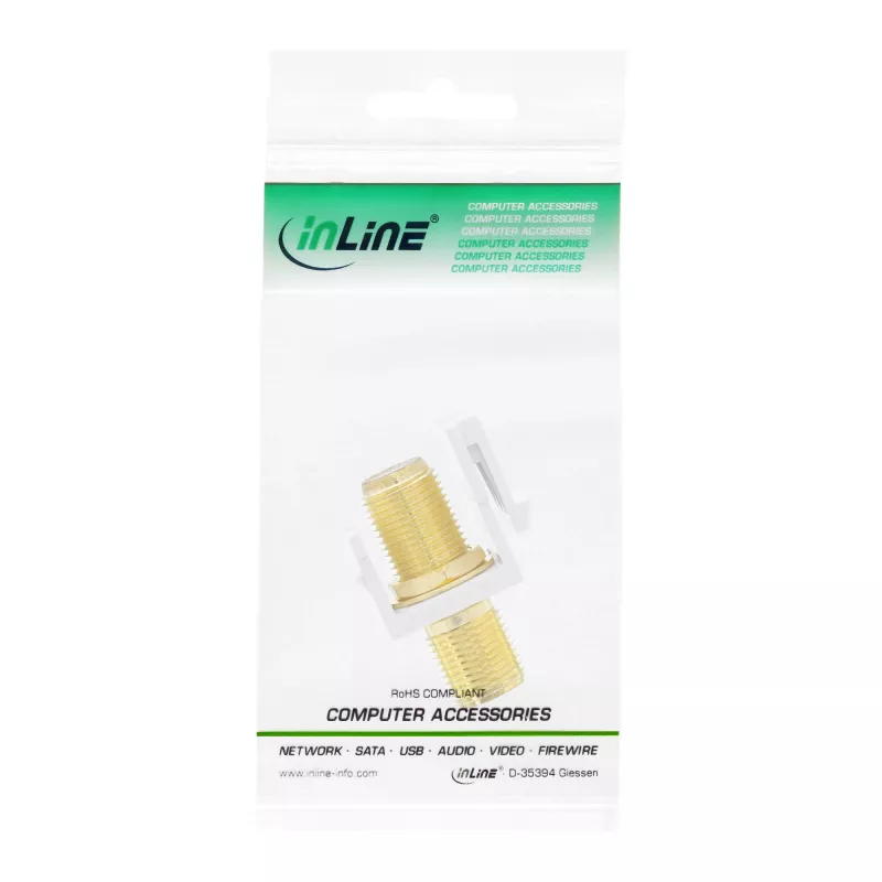Adaptador de montaje InLine Keystone, para cable de satélite, 2x F hembra, blanco