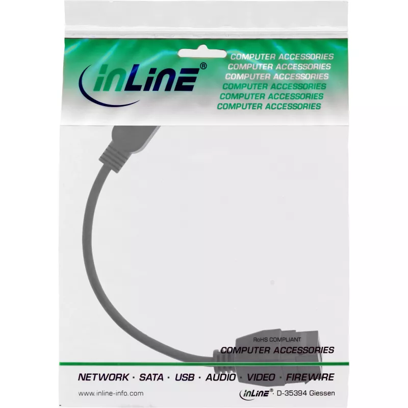 Cable adaptador USB 3.2 Gen1 InLine 76206C 0,2 m USB A conector macho a conector hembra Keystone