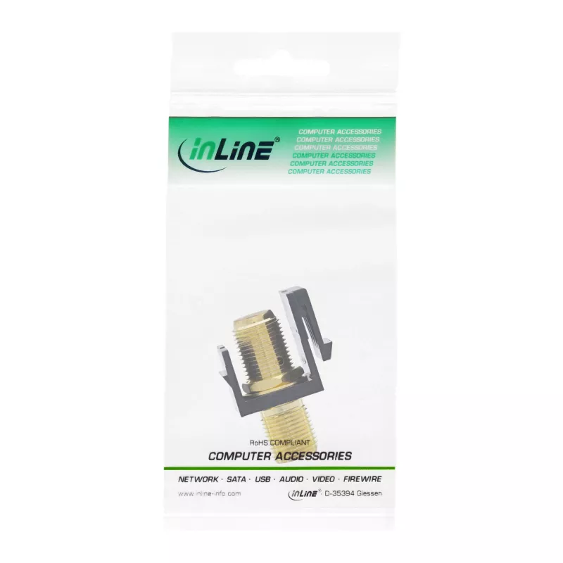 Adaptador de instalación Keystone InLine, para cable satélite, 2x conectores hembra F, negro