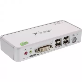 Conmutador KVM compacto de sobremesa InLine USB DVI 2 puertos + audio con cables 1,2 m