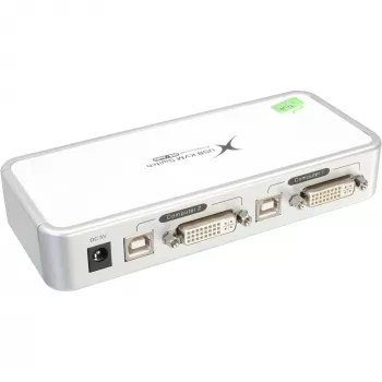 Conmutador KVM compacto de sobremesa InLine USB DVI 2 puertos + audio con cables 1,2 m