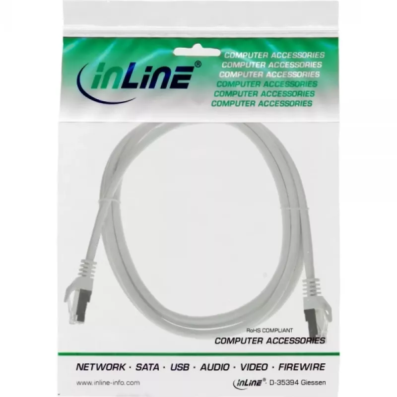 Cable de red SF/UTP Cat.5e blanco 0,3 m InLine