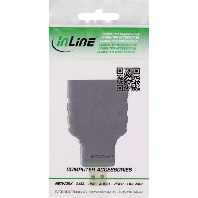 Adaptador HDMI InLine conector hembra HDMI-A / conector macho HDMI-D, 4K/60Hz, dorado