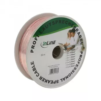 Cable de altavoz InLine 2x 0,75mm² CCA transparente 50m