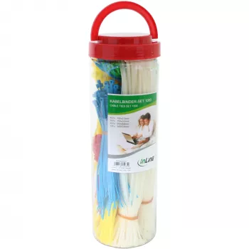 Caja de bridas InLine 1000 uds., multicolor – sujetacables, pack de 1000