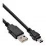 Cable mini USB 2.0 InLine conector macho tipo A / conector macho mini B, 5 pines, negro, 0,3 m