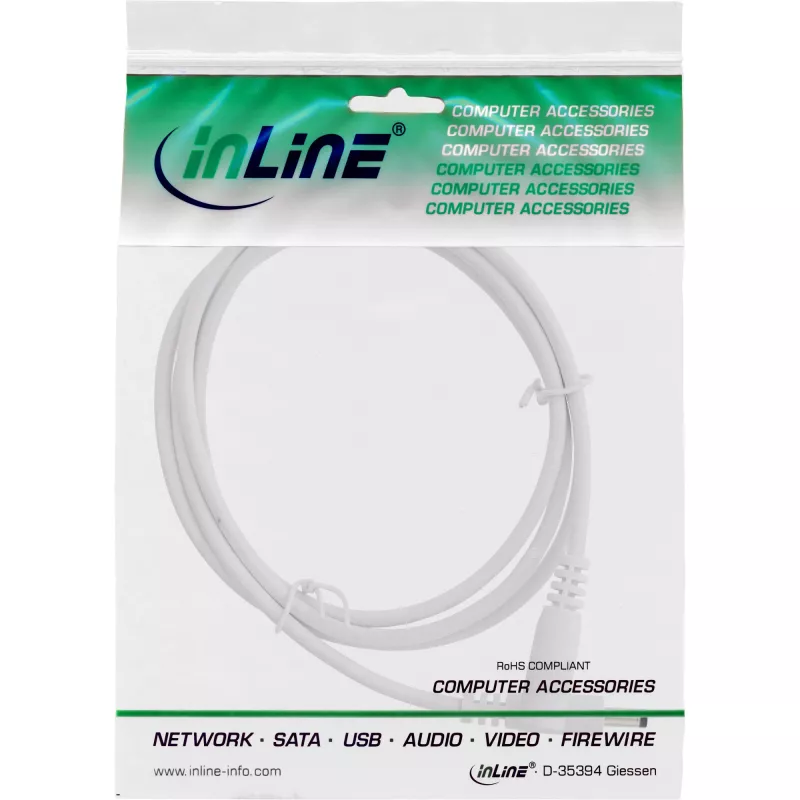 Cable de extensión DC InLine 26855D 0,5 m conector macho/hembra 4,0x1,7 mm blanco