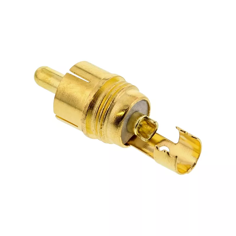 InLine Conector macho RCA metálico para soldar, plateado, anillo blanco, para cable de 6 mm