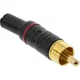 InLine Conector macho RCA metálico para soldar, negro, anillo rojo, para cable de 6 mm