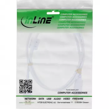 InLine Cable USB 2.0 Type-A macho / Type-B macho, dorado, con ferrita, blanco, 1,5 m