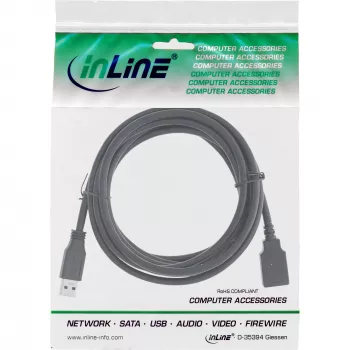 InLine Cable USB 3.2 Gen.1 Type-A macho / Type-A hembra, negro, 5 m