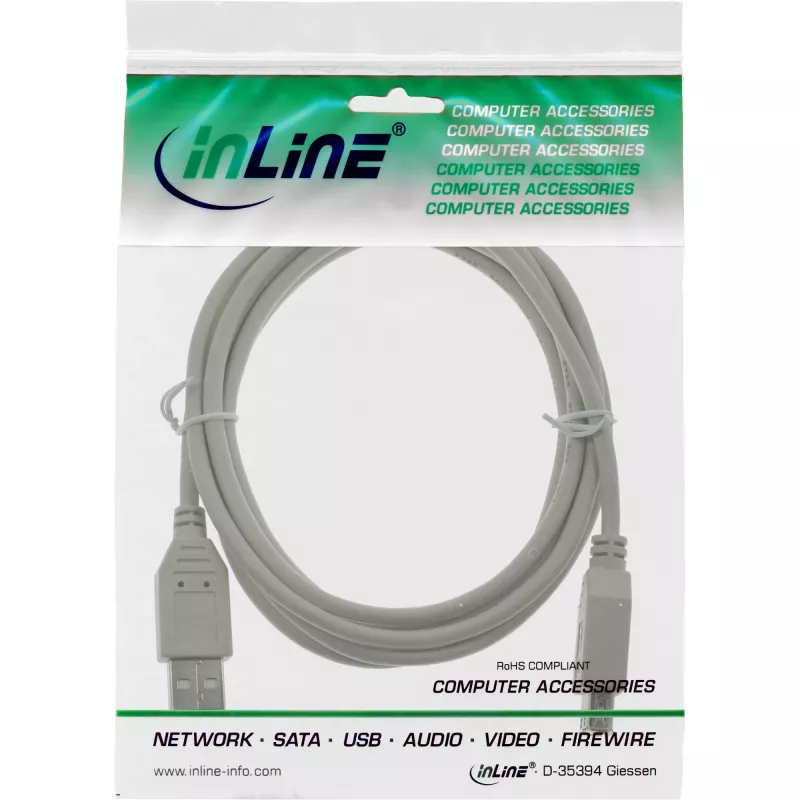 Cable alargador USB 2.0 Type-A macho/hembra InLine 34602X beige 2 m