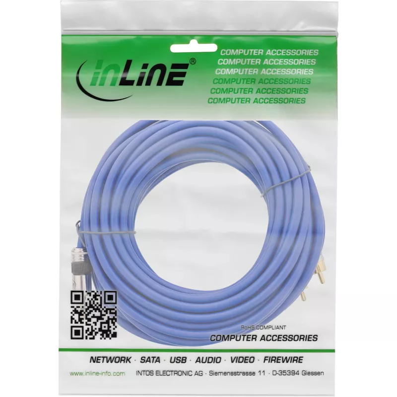 InLine Cable de audio Premium 2x conector RCA / conector jack 3,5 mm dorado 25 m
