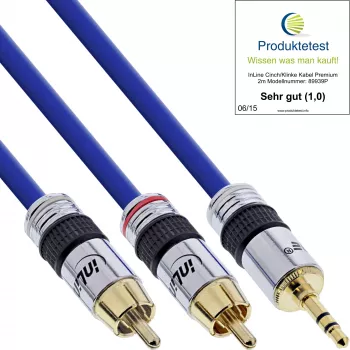 InLine Cable de audio Premium 2x conector RCA / conector 3,5 mm dorado 0,5 m