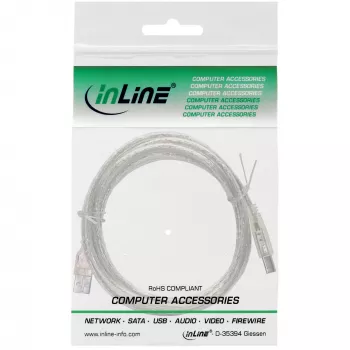 Cable USB 2.0 Type-A macho / Type-B macho InLine 34505T 0,5 m transparente