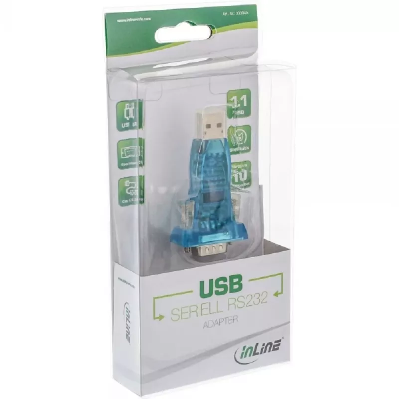 InLine Adaptador USB a RS232 USB A a Sub-D de 9 pines alargador USB 0,8 m