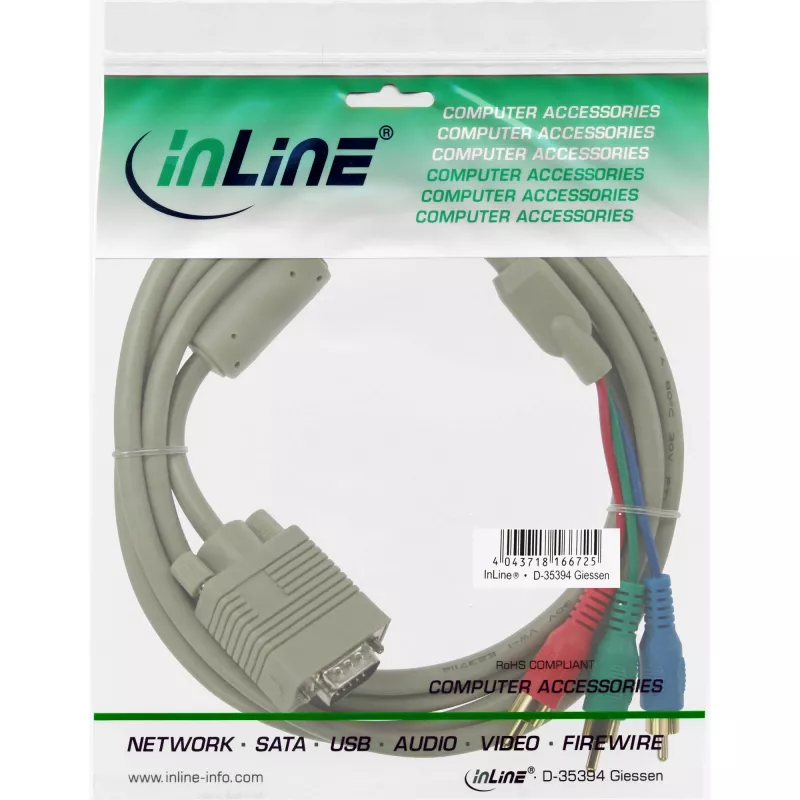 InLine Cable VGA RGB conector VGA / 3x conector RCA 2 m