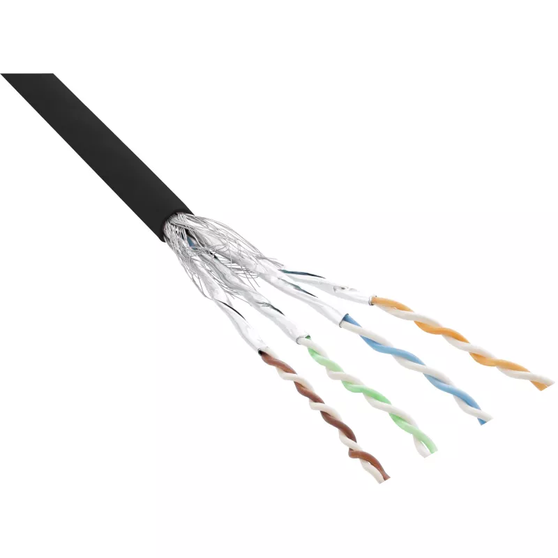 Cable de red InLine S/FTP PiMF Cat.6 negro AWG27 PVC CU 100 m