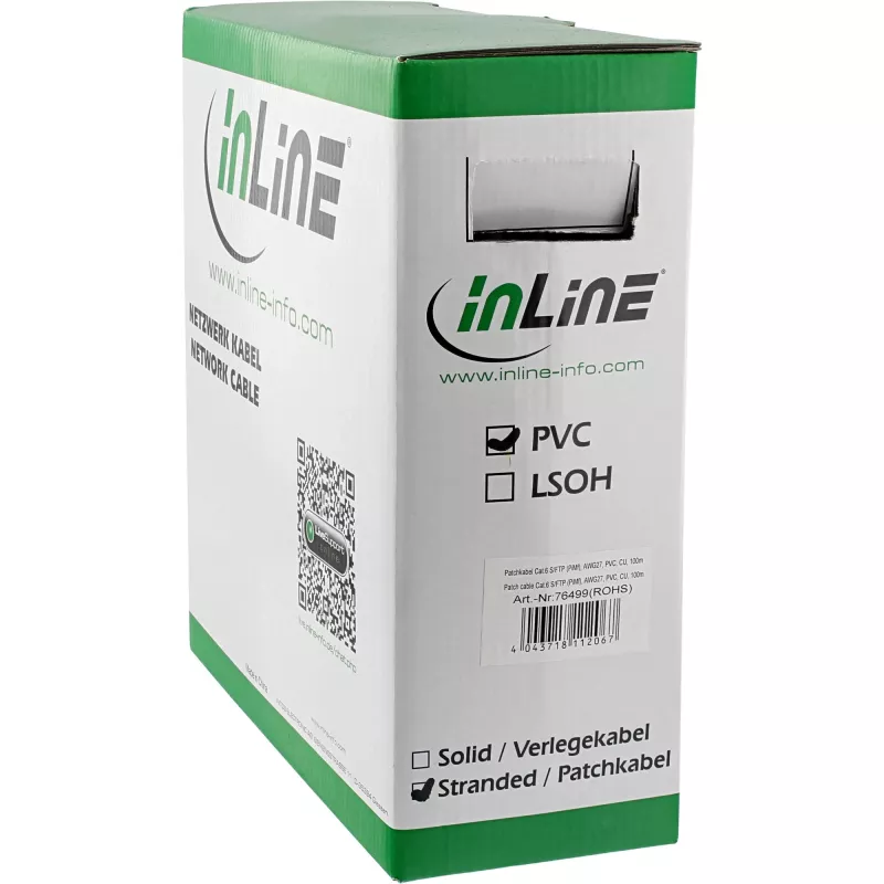 Cable de red InLine S/FTP PiMF Cat.6 gris AWG27 PVC CU 100 m