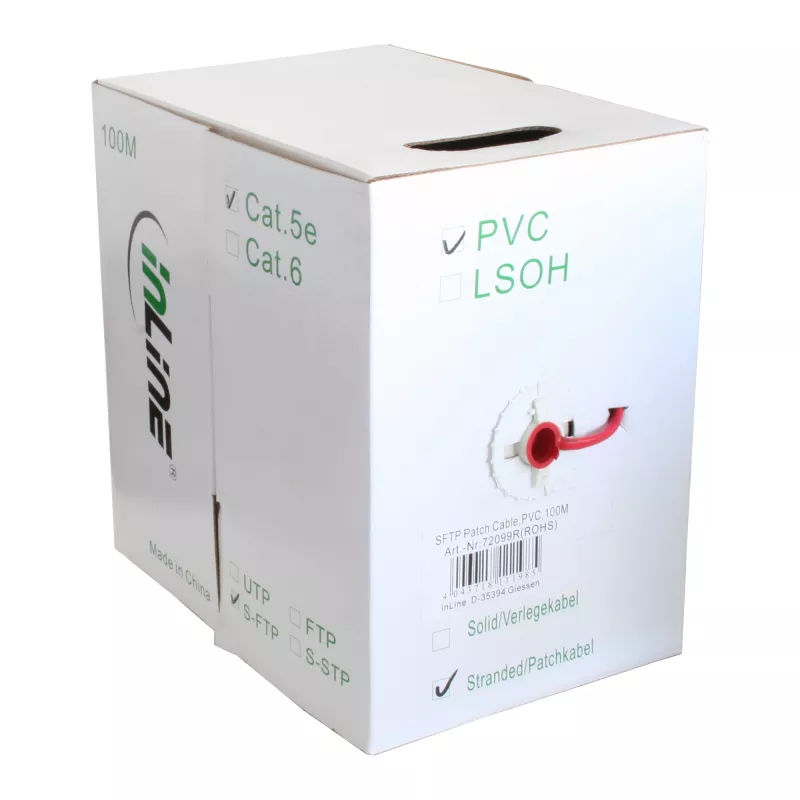 Cable de red InLine SF/UTP Cat.5e AWG26 CCA PVC rojo 100 m