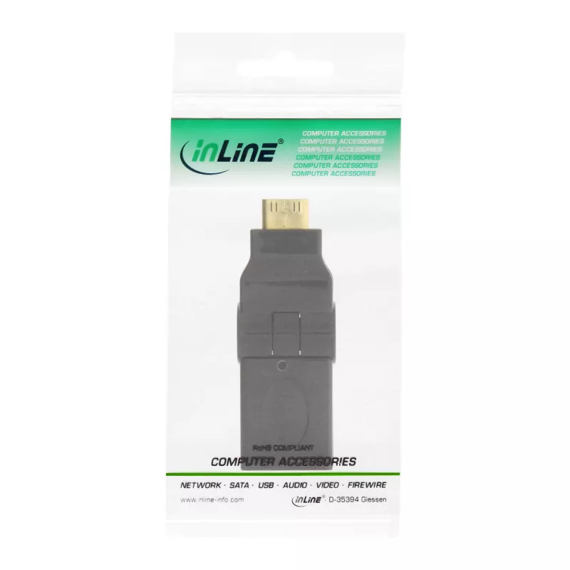 Adaptador HDMI InLine 17690M conector hembra HDMI A / conector macho HDMI C plegable dorado