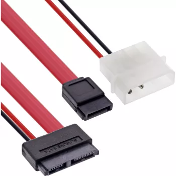 Cable SATA Slimline InLine, SATA 13 pines (7+6) fino lado cable a SATA+alimentación, 0,4 m