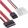 Cable SATA Slimline InLine, SATA 13 pines (7+6) fino lado cable a SATA+alimentación, 0,4 m