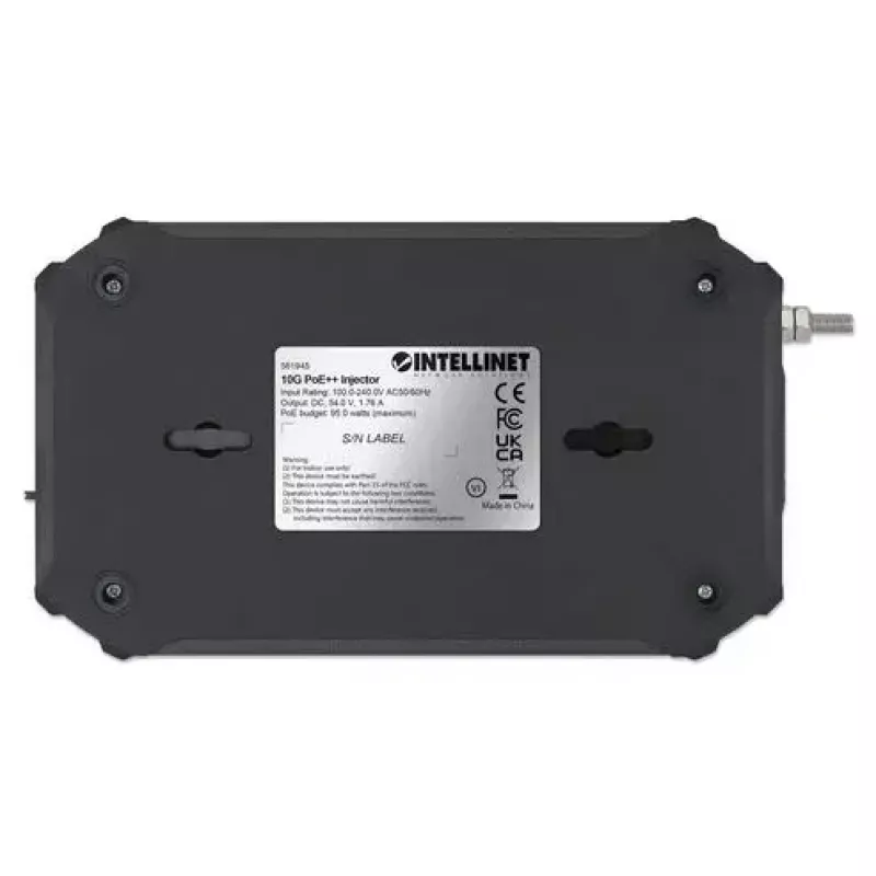Intellinet Inyector 10G PoE++, un puerto de 95 W, IEEE 802.3bt (4PPoE), carcasa de plástico (561945)
