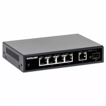 Intellinet switch Gigabit Ethernet PoE+ de 5 puertos con puerto SFP 91W de presupuesto PoE