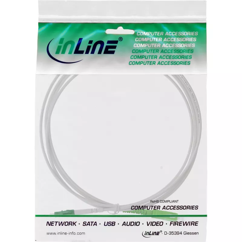 InLine Cable de fibra óptica simplex, FTTH, LC/APC8° a SC/APC8° 9/125µm OS2 0,5m