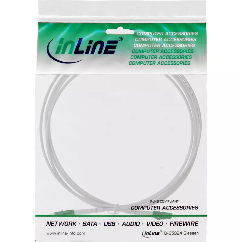 InLine Cable de fibra óptica simplex, FTTH, LC/APC8° a LC/APC8° 9/125µm OS2 30m