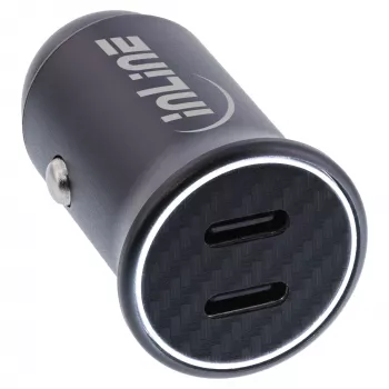 Adaptador de carga para coche InLine USB Power Delivery, 2x USB-C, negro