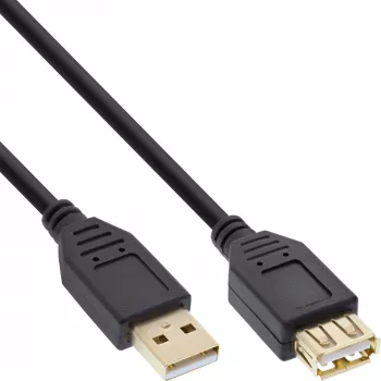 Cable alargador USB 2.0 Type-A conector macho/hembra, dorado, negro, 3 m InLine
