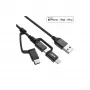 Cable USB 3 en 1 InLine, USB-A macho a Micro-USB+USB-C+Lightning, negro/aluminio