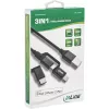 Cable USB 3 en 1 InLine, USB-A macho a Micro-USB+USB-C+Lightning, negro/aluminio