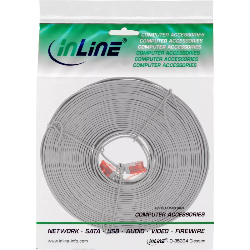 Cable de red plano ultraplano U/UTP Cat.6 Gigabit gris 5 m InLine