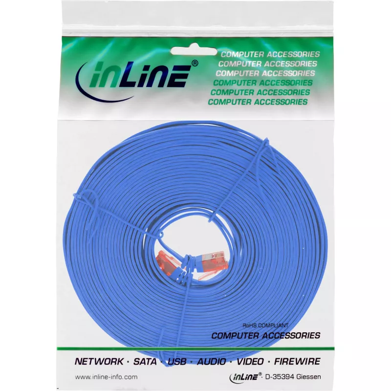 Cable de red plano ultraslim U/UTP Cat.6 Gigabit azul 5 m InLine