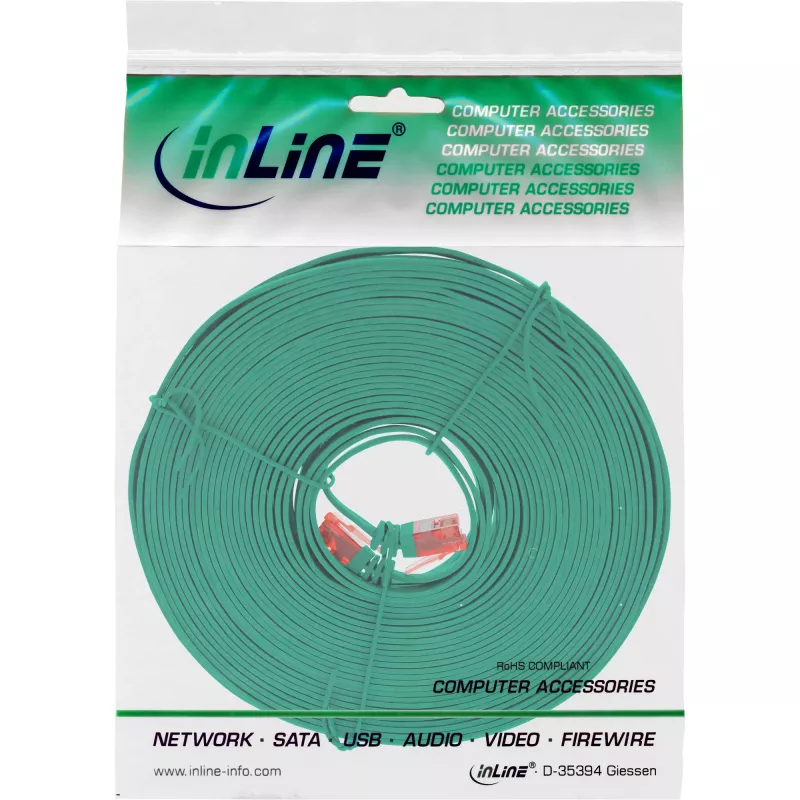 Cable de red plano ultraslim U/UTP Cat.6 Gigabit verde 5 m InLine