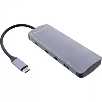 Hub USB 3.2 Gen.2 InLine, 4x USB-C + 3x USB-A, PD 100W, aluminio, gris