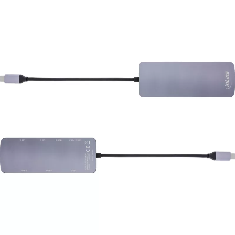 Hub USB 3.2 Gen.2 InLine, 4x USB-C + 3x USB-A, PD 100W, aluminio, gris
